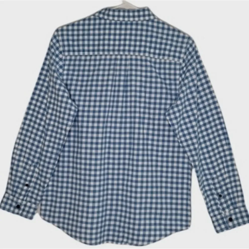 Cat & Jack Target Brand Long Sleeve Plaid Button Shirt Bluebell Blue White Plaid
